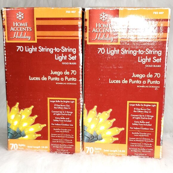 Home Accents Holiday 70x2 String-to-String Gold Light Set 37' Length NIB - Picture 1 of 6